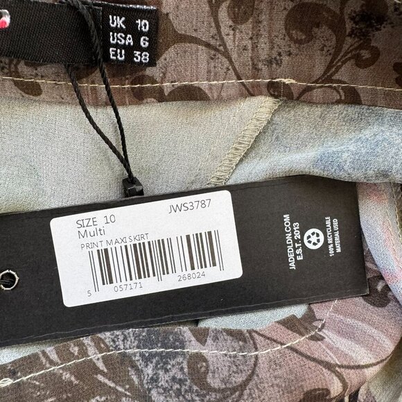 NWT Jaded London Asteria Pannelled Maxi Skirt Long Flowy Green Floral Revolve 6 - Picture 7 of 13